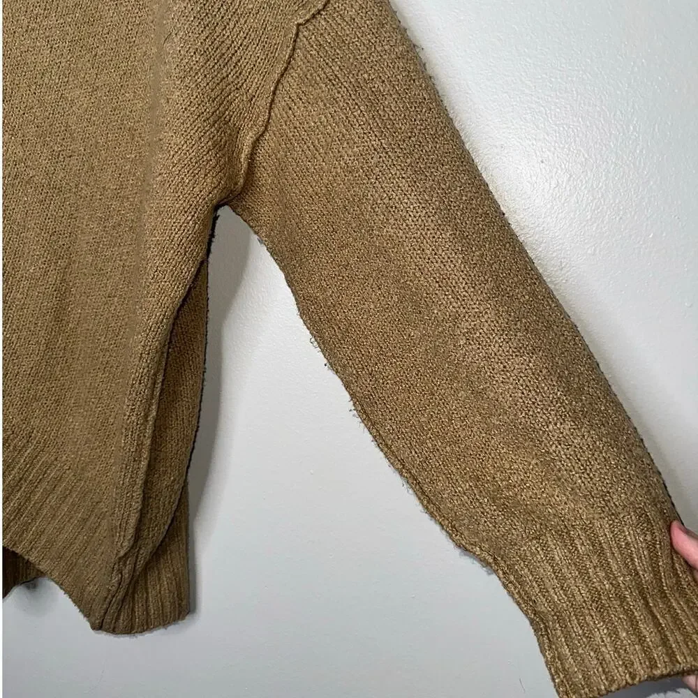 Free People Brookside Tunic Sweater Oversized Slouchy Fit Neutral Tan Small